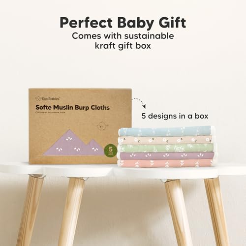 KeaBabies 5-Pack Muslin Burp Cloths - Wild Bloom