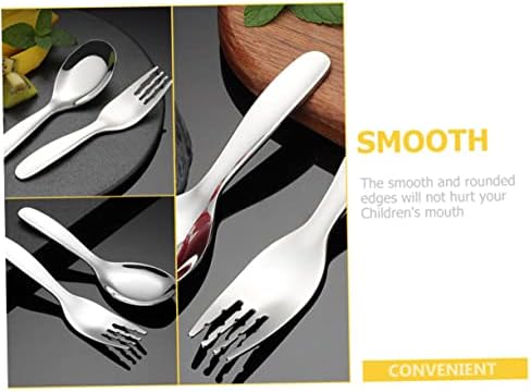Hoement 2PCS Stainless Steel Fork and Spoon Kit for Self Feeding