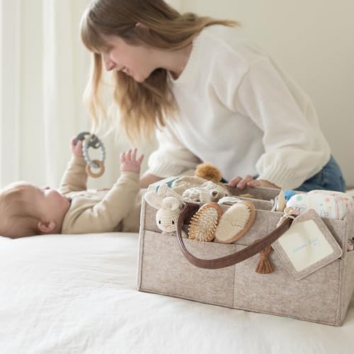 Lily Miles Baby Diaper Caddy Organizer - Neutral Large Sand
