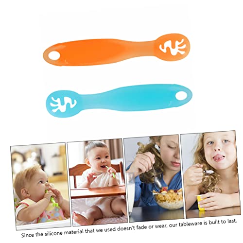 Toyvian 2PCS Safe Silicone Spoons for Babies and Travel