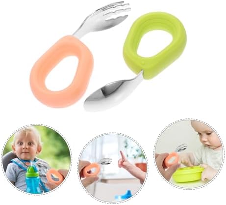Anneome Stainless Steel Silicone Feeding Utensils Set