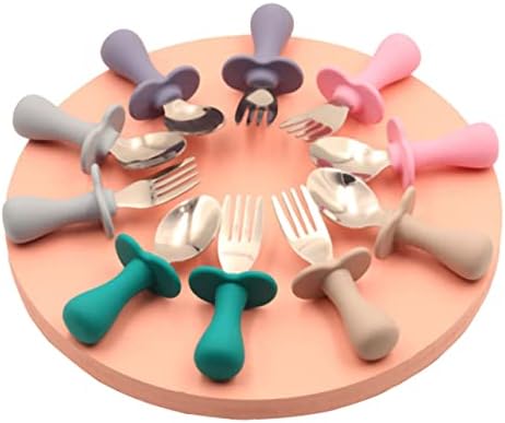 LALADEFIEE 2-Piece Cutlery Set with Silicone Handles and Dark Flatware