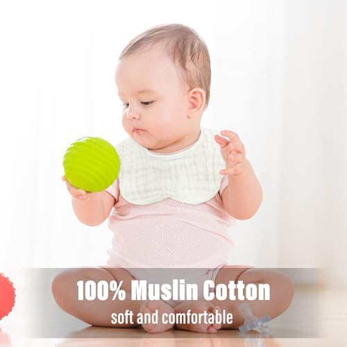 EllieHouse 8 Pack Muslin Baby Bibs for Toddlers 1