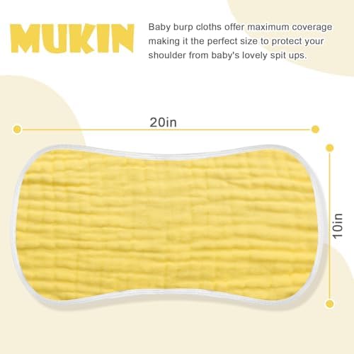 MUKIN Baby Muslin Burp Cloth Set of 6 - Gradient Yellow 1