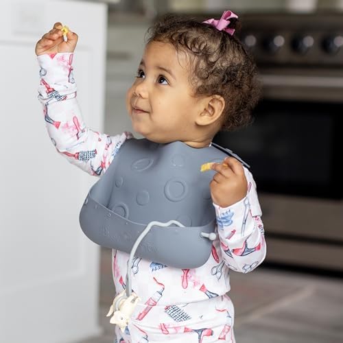 Busy Baby Bungee Bib Adjustable Silicone Bib with Tether Pocket