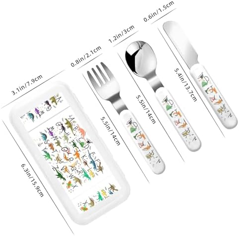 Stylish Learning Alphabets with Dinosaurs Print Flatware Set