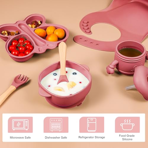 MIICASA Silicone Baby Feeding Set Pink 1