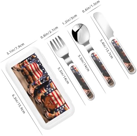 American Flag Cowboy Boots Silverware Set with Travel Case