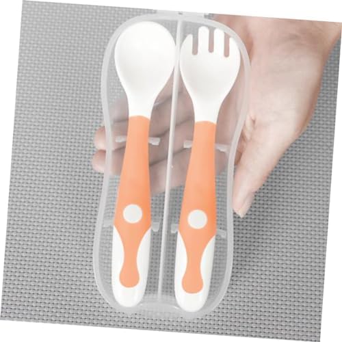 Toyvian 4 Pcs Bending Fork and Spoon Set for Baby Mealtime