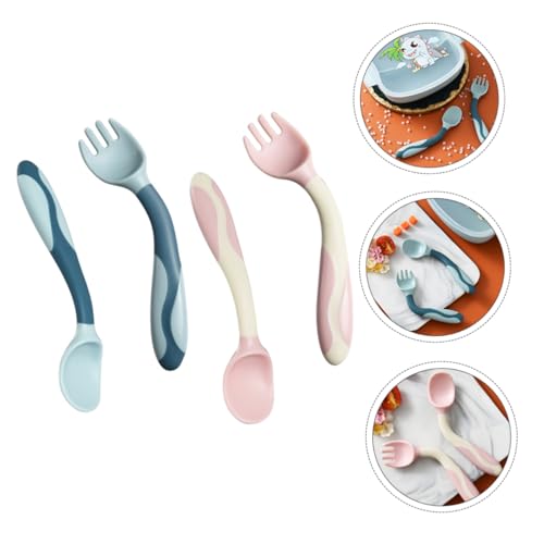 GLSTOY 2 Sets Flexible Spoons and Forks Training Tableware