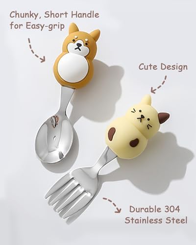 Toddler Fork Spoon Set with Case 12 Months
