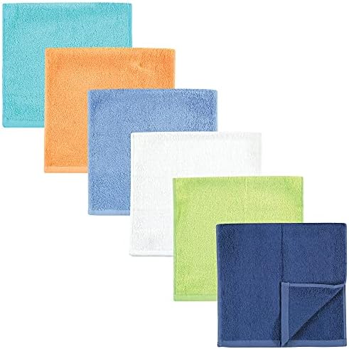 Hudson Baby Rayon Burpcloth 6pk Blue Orange Lime