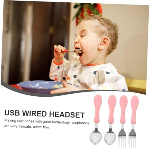 VOSAREA 4pc Baby Silicone Handle Flatware Set