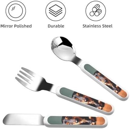 Cute Dachshund Duggee Print Flatware Set with Travel Case