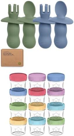 KeaBabies 4-Pack Silicone Utensils 12-Pack Food Containers 1
