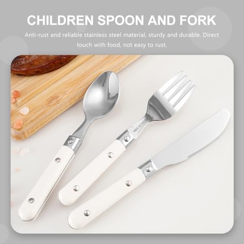 ibasenice 2Pcs Stainless Steel Toddler Spoon and Fork Set