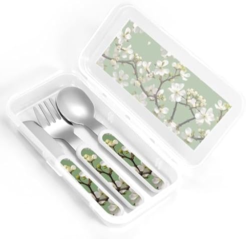 Dogwood Blossoms Print Utensil Set with Travel Case