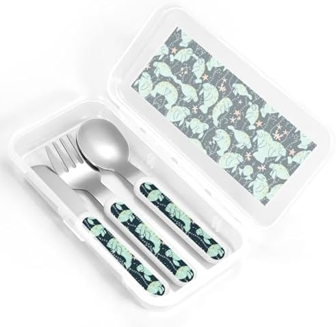 Manatee Animals Calf Print Flatware Set with Travel Case