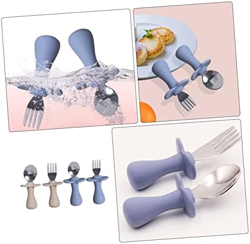 LALADEFIEE 2-Piece Cutlery Set with Silicone Handles and Dark Flatware