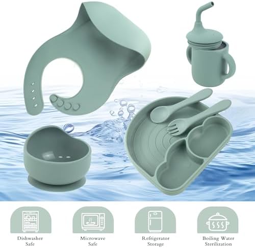 6-Piece Silicone Baby Feeding Set with Rainbow Design