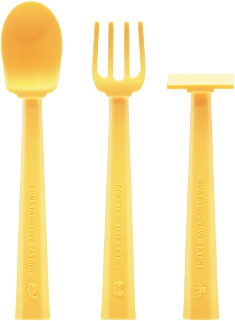 Constructive Eating 3-Piece Training Utensil Set - Sunshine Yellow
