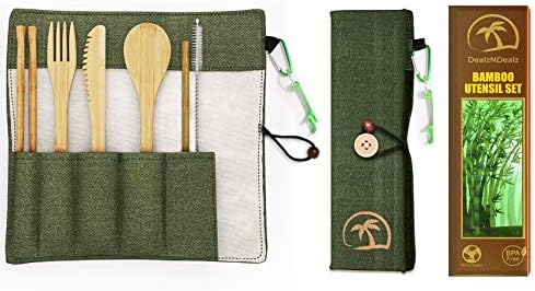 9-Piece Bamboo Utensil Set - Reusable Cutlery Travel Set