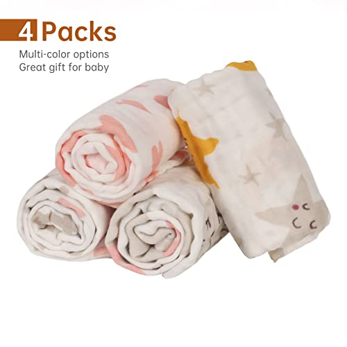 Softan Baby Muslin Burp Cloths 4 Pack Unicorn Star