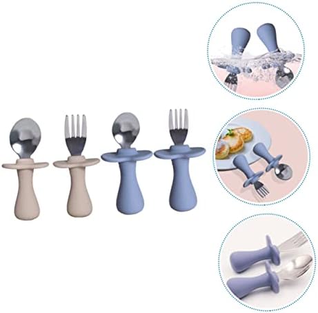 LALADEFIEE 2-Piece Cutlery Set with Silicone Handles and Dark Flatware