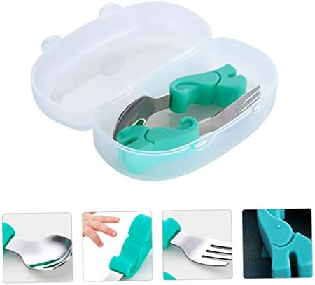 GARVALON Spoon and Fork Set with Elephant Storage Case 1