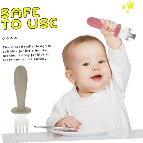 BIUDECO 6Pcs Reusable Spoon Fork Set for Baby Self Feeding
