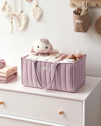 Blissful Diary Baby Diaper Caddy Organizer Mauve Pink