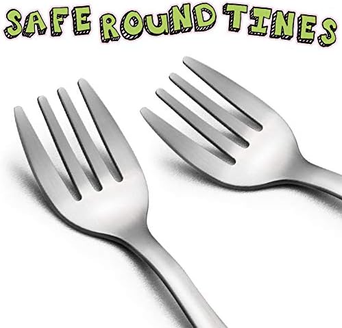 TeamFar Toddler Flatware Set 4PCS Stainless Steel Carved Animal Handles