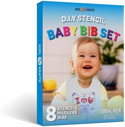 DIY Baby Bibs Set - 8 Pieces with Markers and Stencils