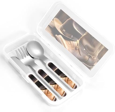 Cowboy Hat and Boots Print Cutlery Set with Travel Case