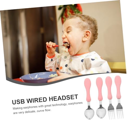 VINTORKY 4PCS Cartoon Silicone Handle Tableware Set