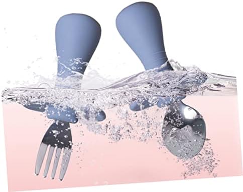 LALADEFIEE 2-Piece Cutlery Set with Silicone Handles and Dark Flatware