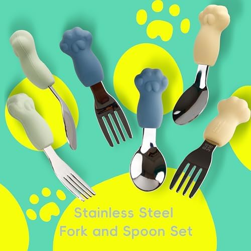 Cat Paw Toddler Cutlery Set 6 Pieces BPA-Free Dishwasher Safe
