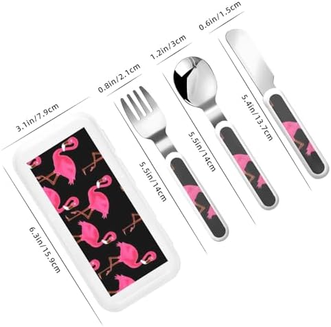 Pink Flamingos Print Utensils Set with Travel Case
