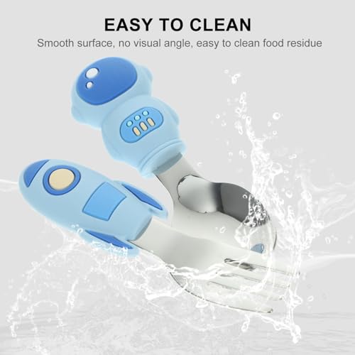 2PCS Silicone Handle Stainless Steel Utensil Set for Baby