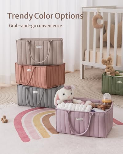 Blissful Diary Baby Diaper Caddy Organizer Mauve Pink
