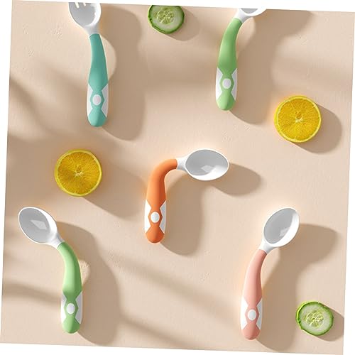 Hohopeti 1 Set Soft Orange Spoon Fork Cutlery for Babies