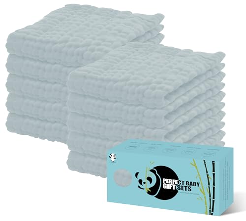 HIPHOP PANDA 10 Pack 6-Layer Muslin Burp Cloths - 20x10 Inches Durable Soft