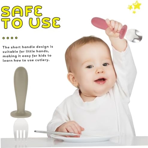 KICHOUSE 6Pcs Flatware Set with Handles for Baby Feeding 1