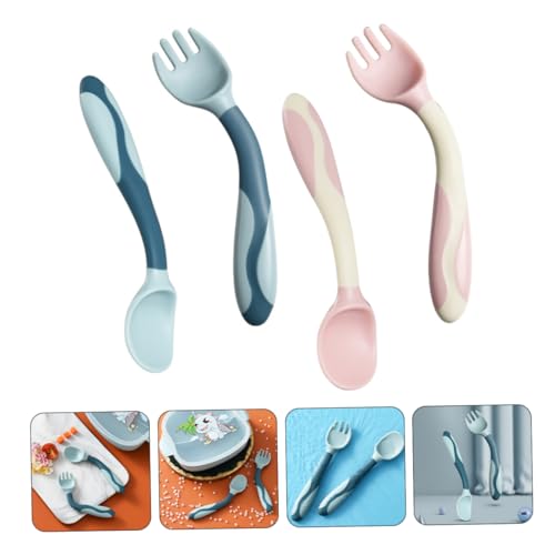 Toyvian 2-Piece Bendable Fork Spoon Set