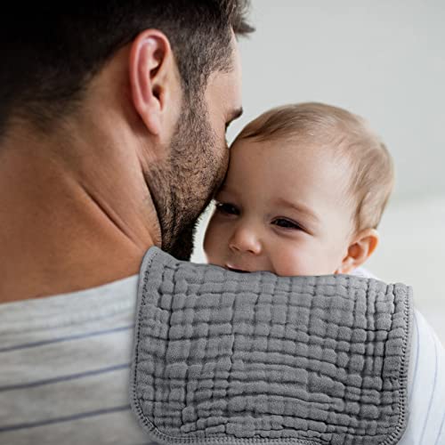 Looxii Muslin Burp Cloths 6 Pack Grey 20x10 Inch