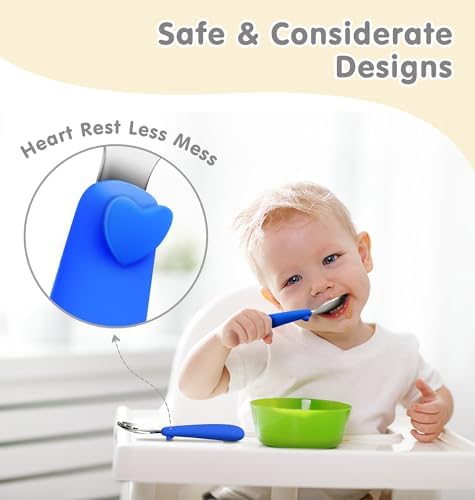 Toddler Utensils Set with Silicone Handles 6PCS Watermelon Yellow Purple