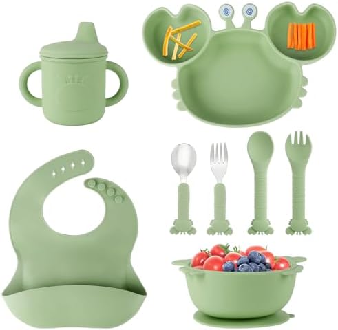 Adorylla Silicone Baby Feeding Set 8PCS Green