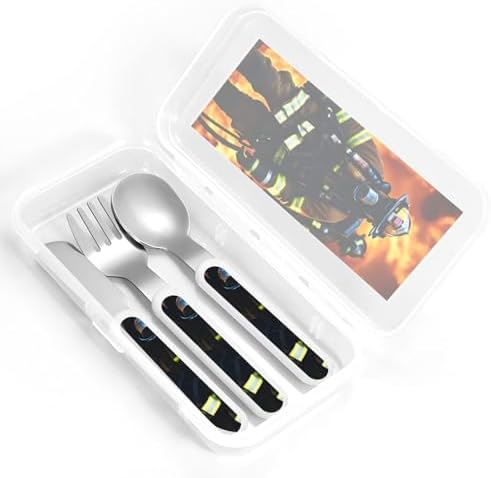 Firefighter Flame Print Cutlery Set with Travel Case