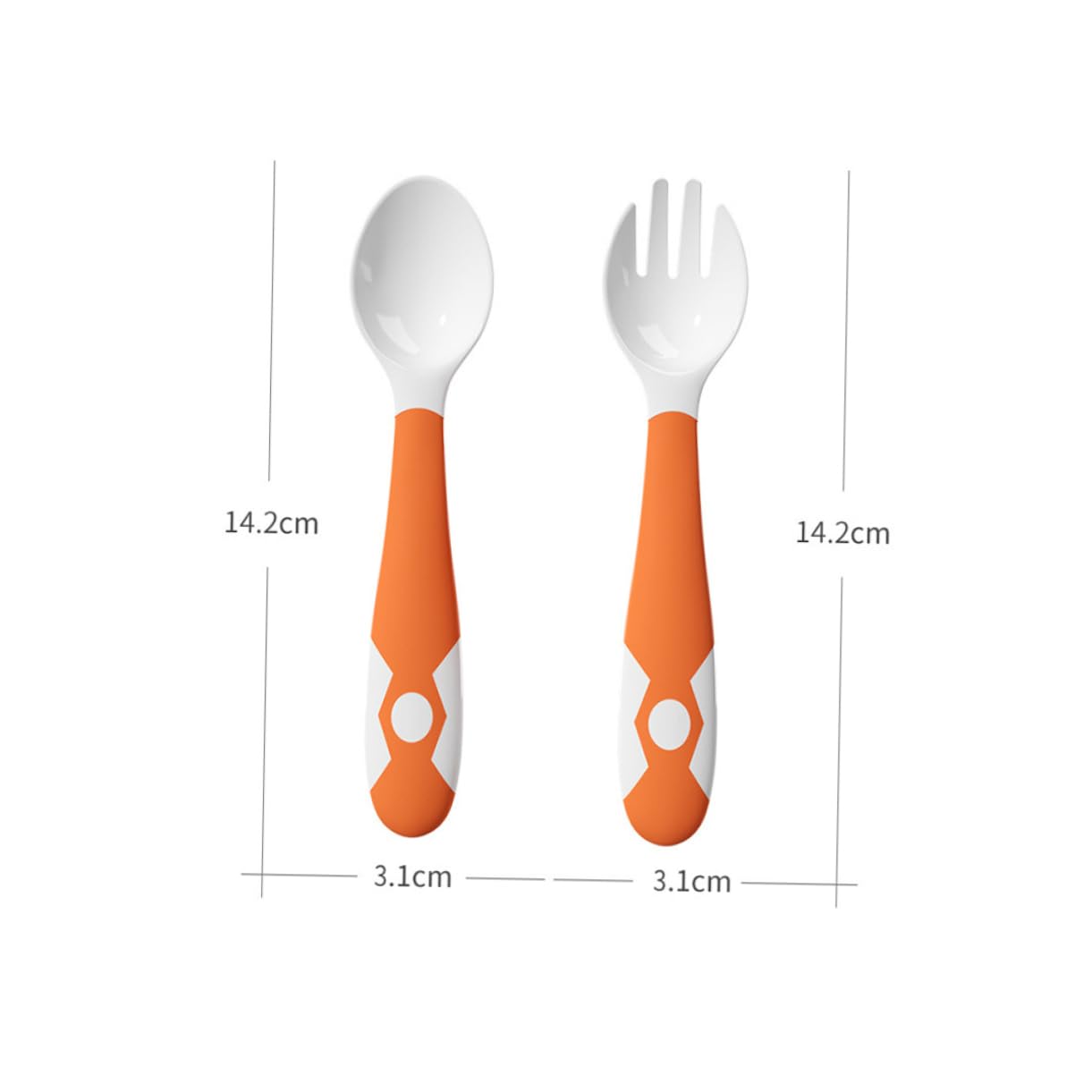 Hohopeti 1 Set Soft Orange Spoon Fork Cutlery for Babies
