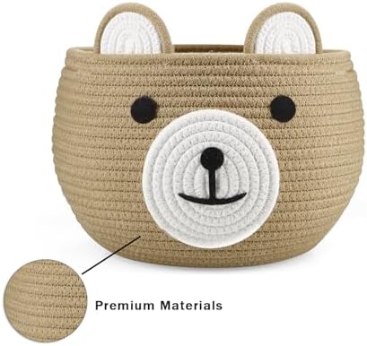 PandaEar Cotton Rope Baby Basket with Bear Design